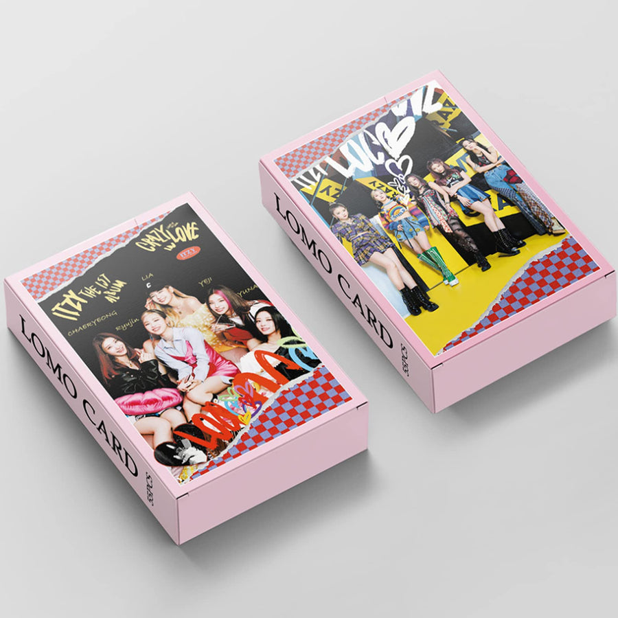 ITZY LOMO Cards 55pcs ITZY CRAZY IN LOVE new album photocard KPOP ITZY photo cards Merchandise of Postcards KPOP Postcard for Fans Daughter, Pink, 3.24*2.28inches