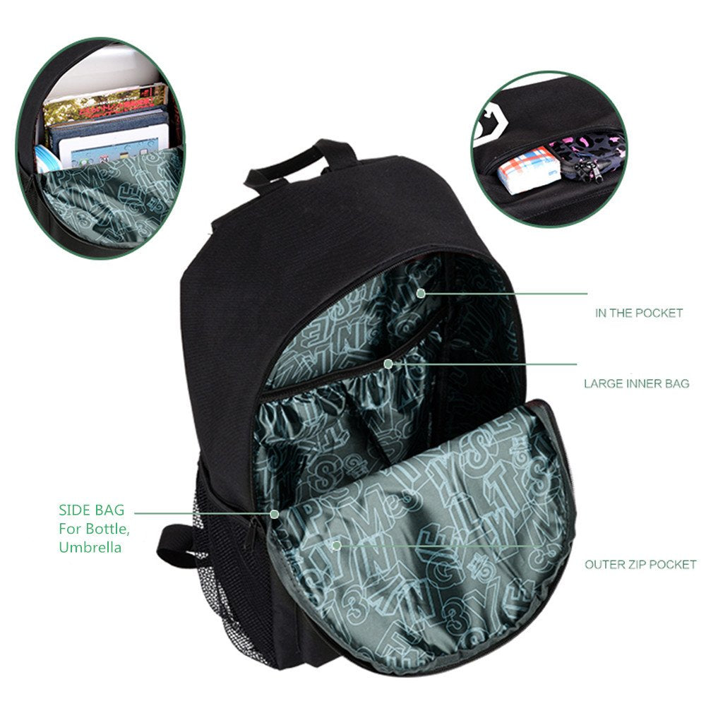 Bookbags for Teen Boys, Anime Cartoon Luminous Backpack with USB Charging Port, 17 Inch Laptop Backpack for Men, School Backpack for Girls/Boys, Cool Anime Backpack, Black