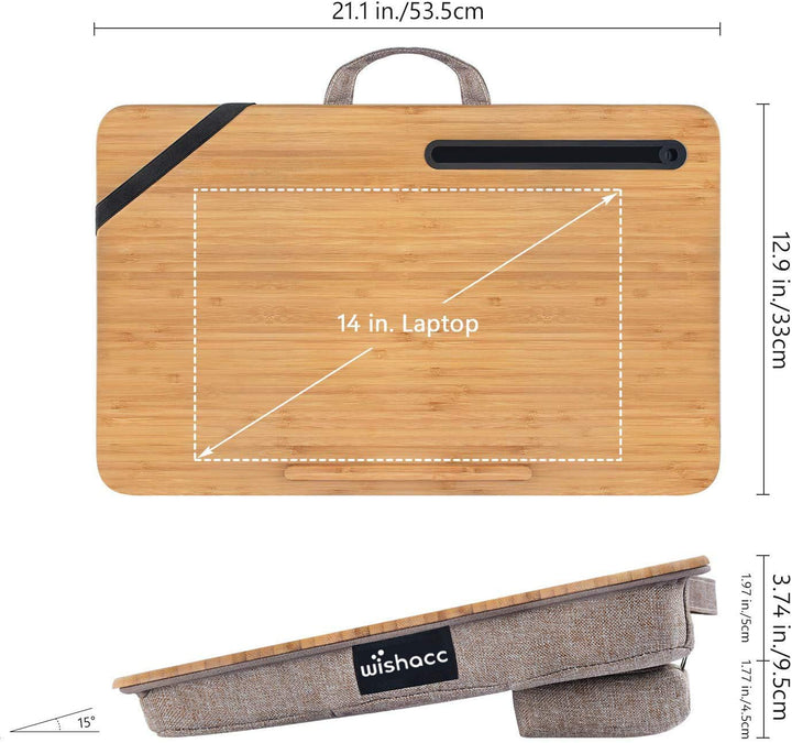 Oversized Lap Desk, Portable Bamboo Lap Desk Tray for Home Office (Fits up to 17.3” Laptop)