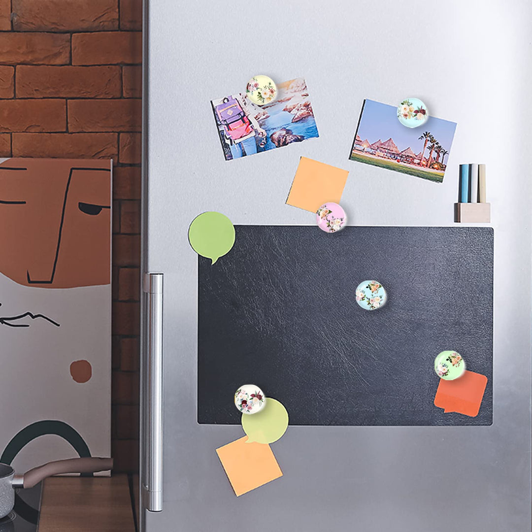 Refrigerator Magnets 6pcs Fridge Magnets,Round Strong Glasses Magnet for Fridge, Whiteboard, Billboard, Dry Erase Board in Home, Kitchen, Office and School (Colorful Roses), 1.18IN