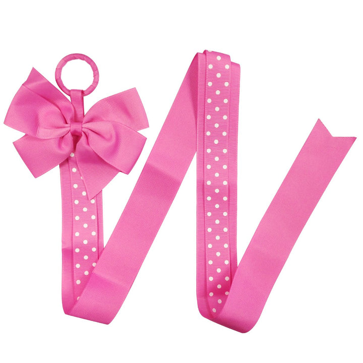 ALLYDREW Long Ribbon Hair Clip &amp; Hair Bow Holder - Hot Pink Polka Dots