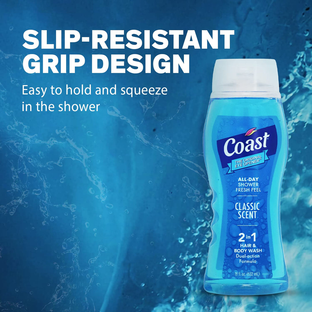 Hair &amp; Body Wash, Classic Pacific Force Scent, 2- 18 Fl Oz Squeeze Bottles