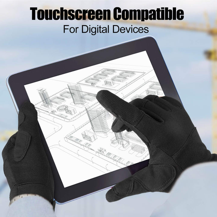 Work Gloves for Men Women 2-Pairs Light Duty Glove Synthetic Leather Palm Breathable Dexterity Touchscreen Mechanic Gloves Black Medium