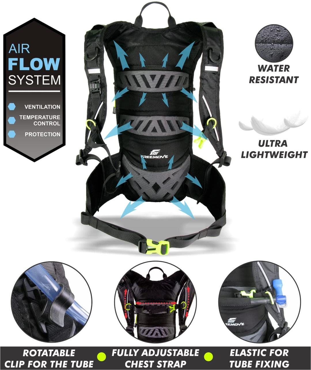 Sports Backpack Daypack - for Men, Women - Suitable as Hydration Camel Backpack for Hiking, Running or Biking Backpack for MTB Cycling - Water Bladder NOT Included