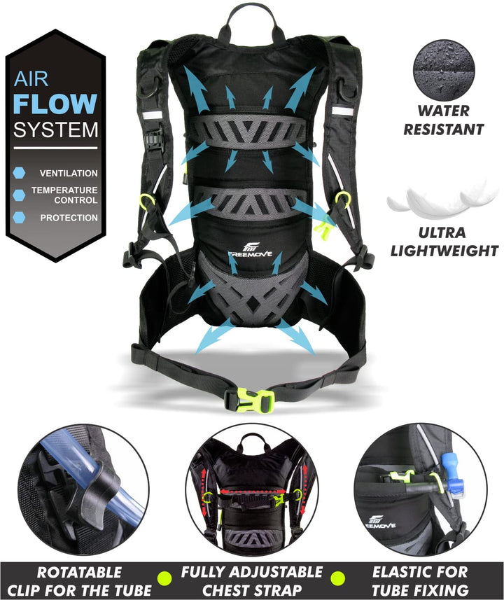 Sports Backpack Daypack - for Men, Women - Suitable as Hydration Camel Backpack for Hiking, Running or Biking Backpack for MTB Cycling - Water Bladder NOT Included