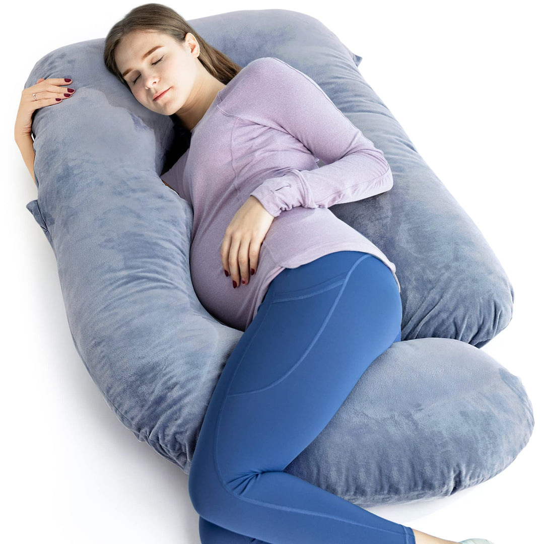OTTOLIVES Pregnancy Pillows, U Shaped Full Body Pregnancy Pillows for Sleeping, 57 Inch Maternity Pillow with Removable Cover - Support for Head, Back, Belly, HIPS, Legs for Pregnant Women, Grey