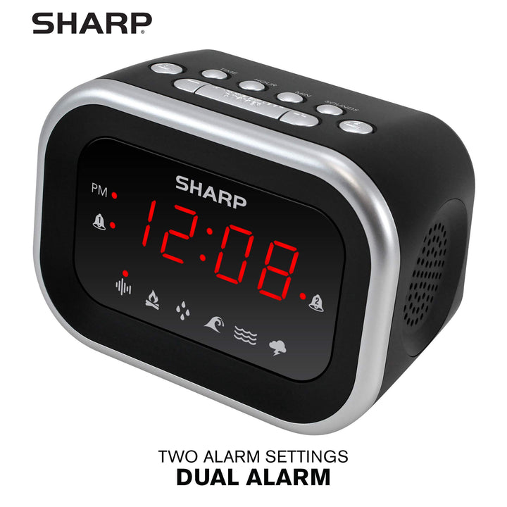 SHARP Dual Alarm Clock with Sound Machine with 6 Relaxi
