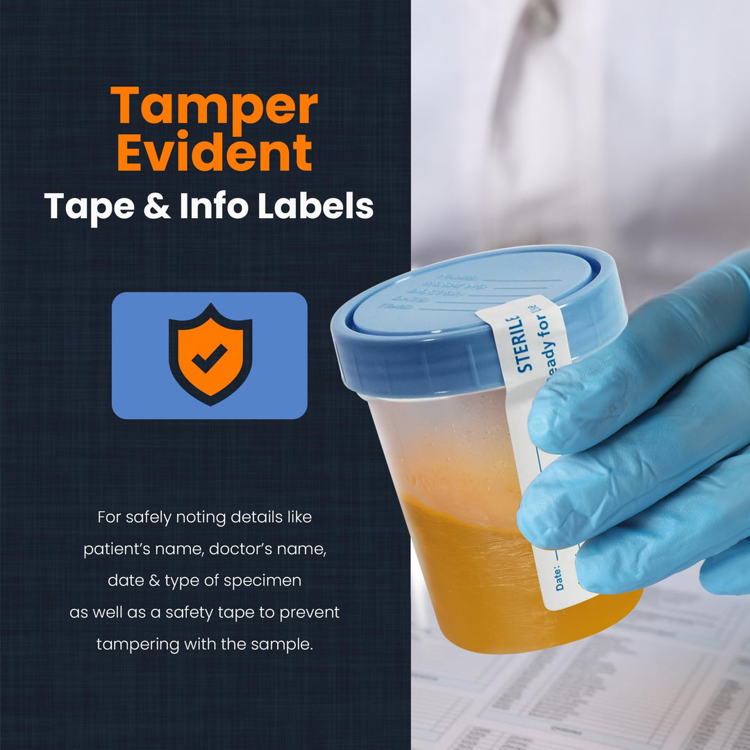 Disposable Specimen Cups 10-Pack| High-Grade Silicone, Sterile, Individually Wrapped Medical Cups W/Leakproof, Screw-On Lids &amp; Tamper-Evident Seal| Urine, Fluid Sample Collection &amp; More