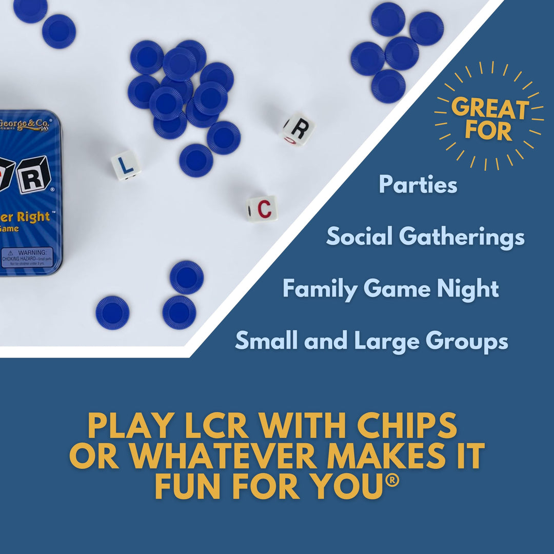 Koplow Games Left Center Right Dice Game, Blue Tin