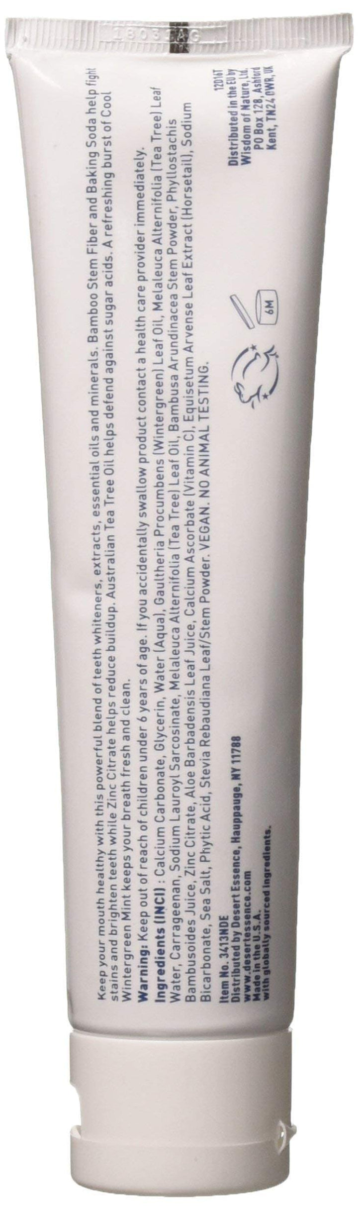 Desert Essence Toothpaste, Tea Tree Whitening Mint, 6.25 Ounce