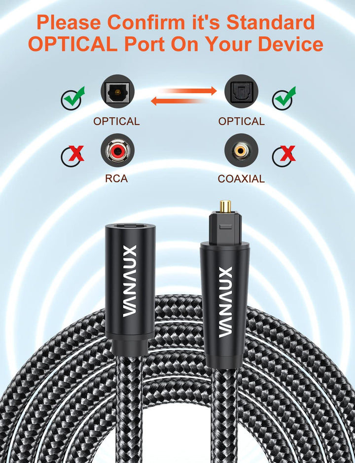 VANAUX Optical Extension Cable Digital Toslink Male to 