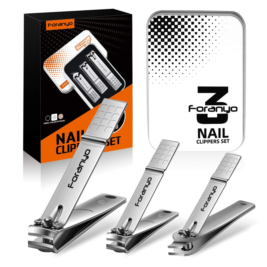 Nail Clippers, 3 Pack Toenail Clippers Fingernail Clipper Nail Clippers for Men Women Adult, Nail Cutter Manicure Set for Thick Toenails [Silver]