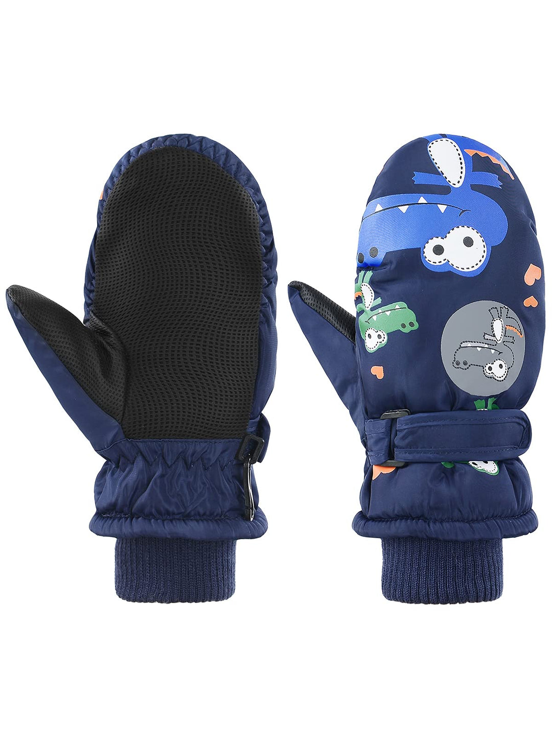 Winter Lined Fleece Toddler Mittens Waterproof Snow Mittens for Toddler Girls Boys Kids Snow Gloves Ski Alligator Navy 2-4T