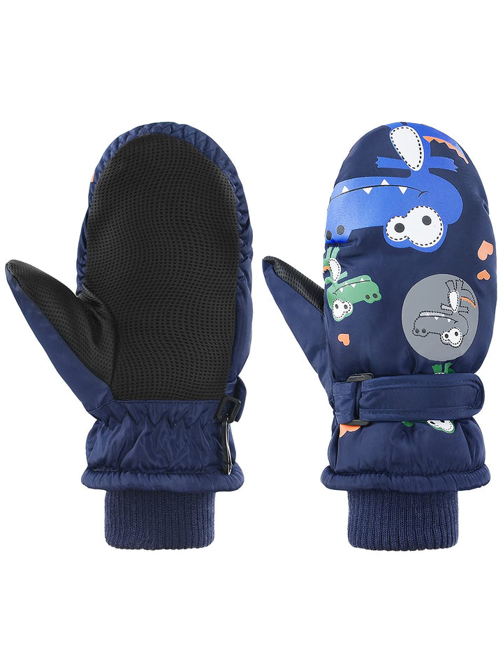 Winter Lined Fleece Toddler Mittens Waterproof Snow Mittens for Toddler Girls Boys Kids Snow Gloves Ski Alligator Navy 2-4T