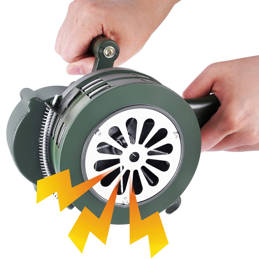 Hand Crank Siren Horn Manual Operated Metal Alarm Handheld Air Raid Siren Portable Loud Manual Siren Emergency Safety (Green)
