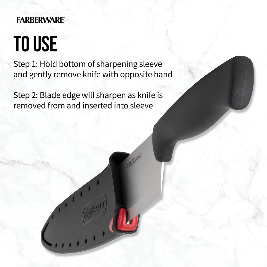 Edgekeeper 6-Inch Chef Knife with Self-Sharpening Blade Cover, High Carbon-Stainless Steel Kitchen Knife with Ergonomic Handle, Razor-Sharp Knife, Black