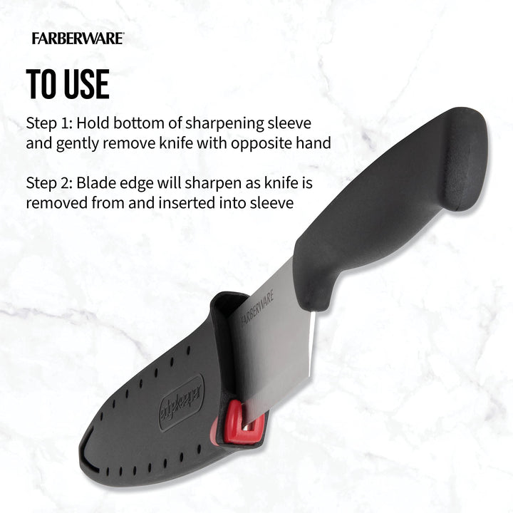 Edgekeeper 6-Inch Chef Knife with Self-Sharpening Blade Cover, High Carbon-Stainless Steel Kitchen Knife with Ergonomic Handle, Razor-Sharp Knife, Black