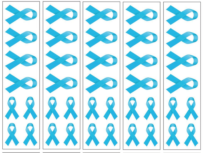 40 Light Blue Ribbon Temporary Tattoos: Prostate Cancer, Stroke, Heart Disease Awareness Tattoo