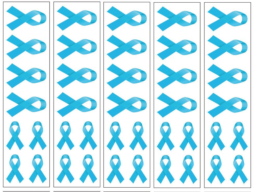 40 Light Blue Ribbon Temporary Tattoos: Prostate Cancer, Stroke, Heart Disease Awareness Tattoo