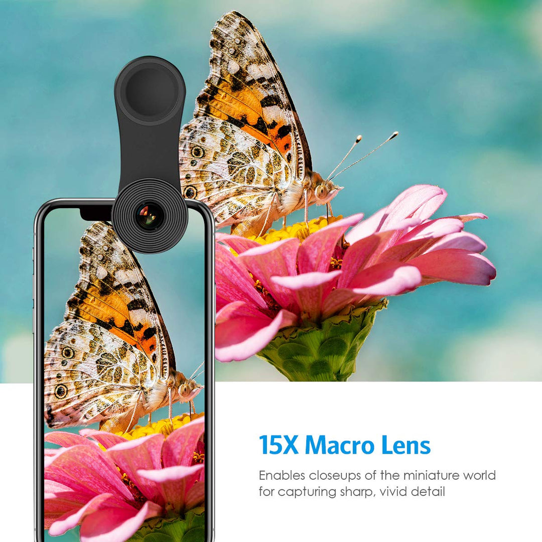 Phone Camera Lens, 0.4X Wide Angle Lens, 180 Fisheye and 10X Macro Lens (Screwed Together), Clip on Cell Phone Lens Compatible with iPhone, Smartphones, Gifts Ideal