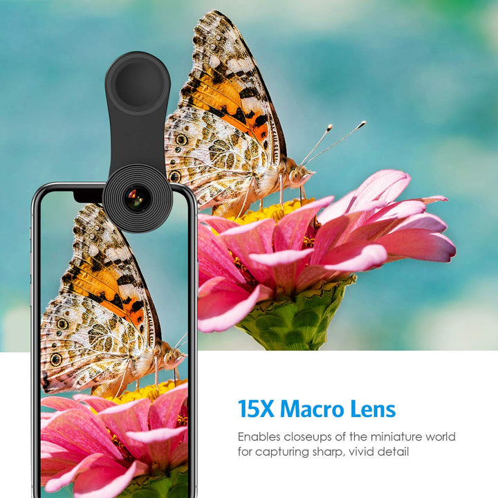 Phone Camera Lens, 0.4X Wide Angle Lens, 180 Fisheye and 10X Macro Lens (Screwed Together), Clip on Cell Phone Lens Compatible with iPhone, Smartphones, Gifts Ideal