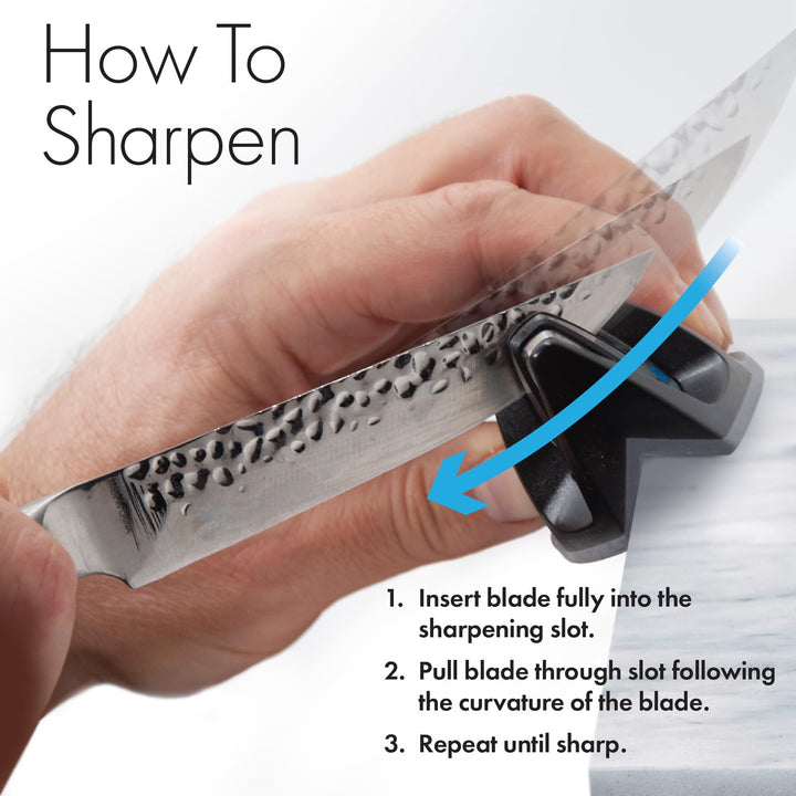 50009 Edge Grip 2-Stage Knife Sharpener, Black, Coarse &amp; Fine Sharpeners, Compact for Easy Storage, Stable Non-Slip Base, Soft Grip Rubber Handle, Straight &amp; Serrated Knives