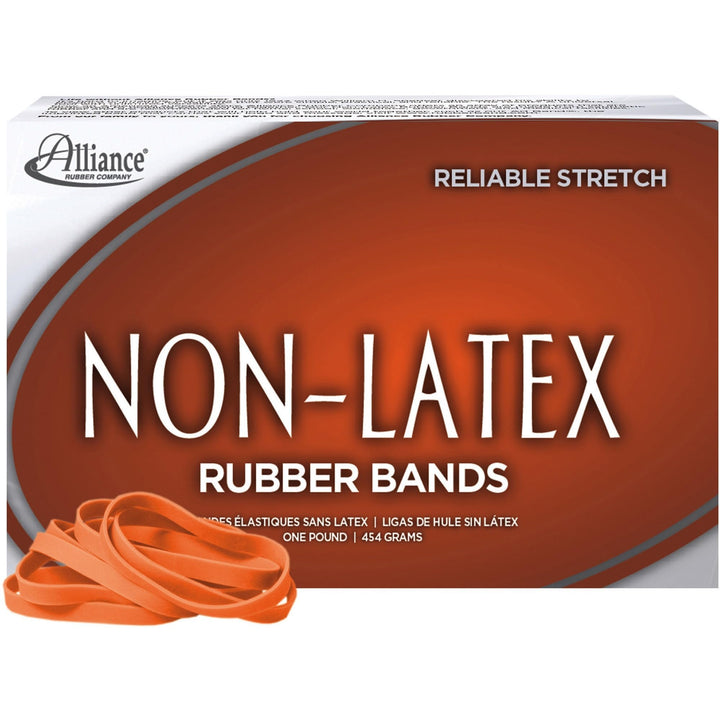 Alliance Rubber 37646#64 Non-Latex Rubber Bands, 1 lb Box Contains Approx. 380 Bands (3 1/2 x 1/4, Orange)