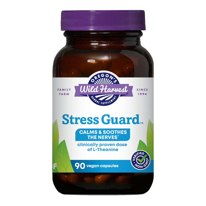Oregon&#39;s Wild Harvest, Stress Guard, L-Theanine Supplement for Natural Relief, 90 Capsules