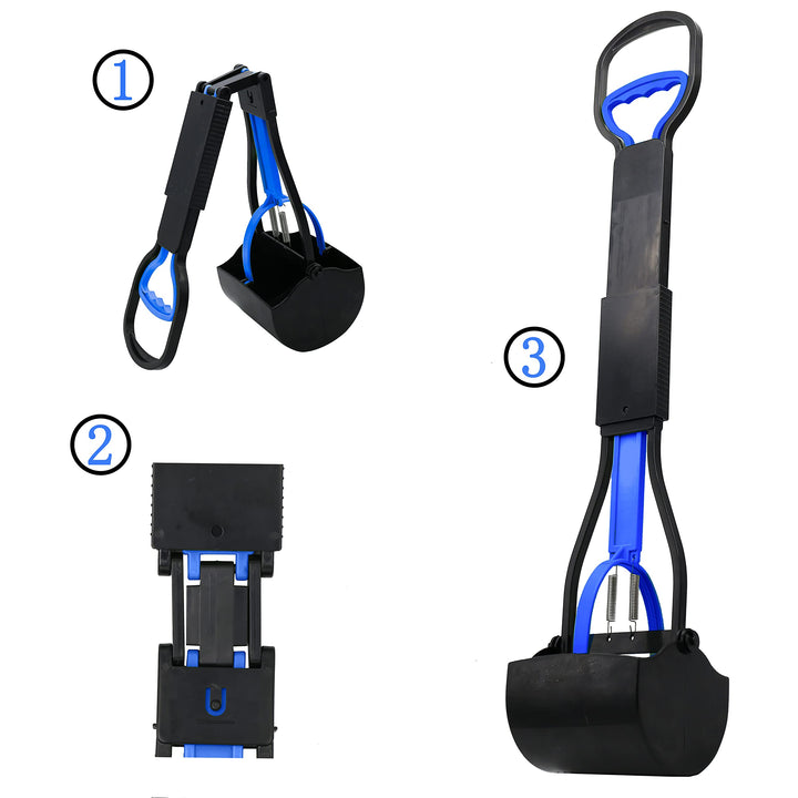 28&#39;&#39; Pooper Scooper for Large Dogs-Long Handle Dog Poop Scooper for Grass, Premium Material, Not Easy to Break (Blue-Foldable)