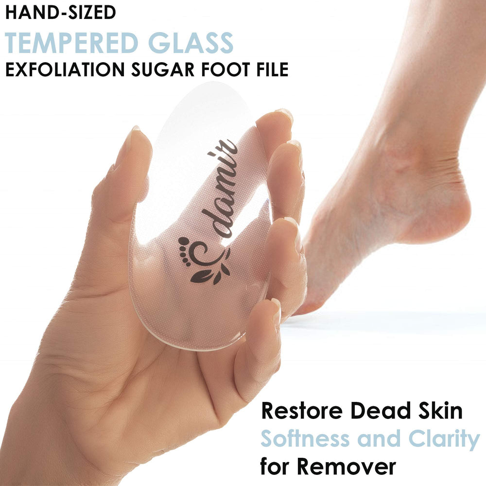 Glass Dry Heel Buffer Foot File - Professional Rasp Corn Callus Remover - Pedicure Feet Diamond Wash Scrubber Surface Tool Treatment For Peels Dead Cracked Rough Skin Heels