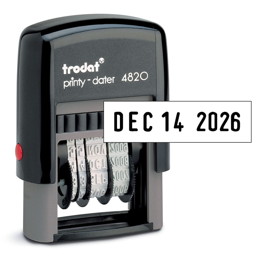 Printy 4820 Date Stamp, Self-Inking Stamp for Professional and Personal Applications, 3/8” x 1-¼”, Eco-Friendly Climate Neutral Product (Black)