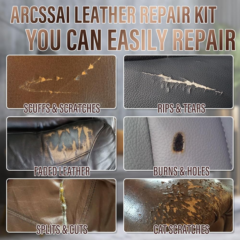 Vinyl and Leather Repair Kit - Restorer of Your Furniture, Car Seats, Sofa, Jacket, Purse, Belt, Shoes | Genuine, Italian, Bonded, Bycast, PU, Pleather |No Heat Required | Repair &amp; Resto