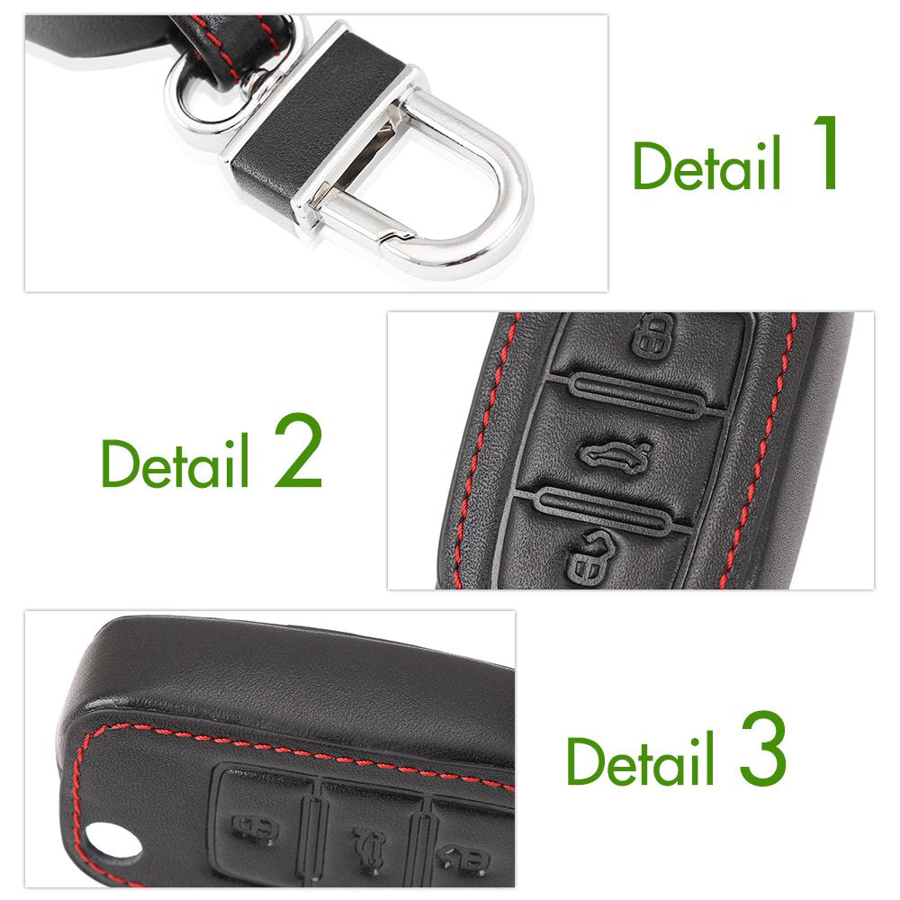 Leather Key Cover Case Bag Keyless Fit for Volkswagen Tiguan Vw Jetta Mk6 Golf Polo Passat Cc Bora Skoda Fabia Octavia Superb