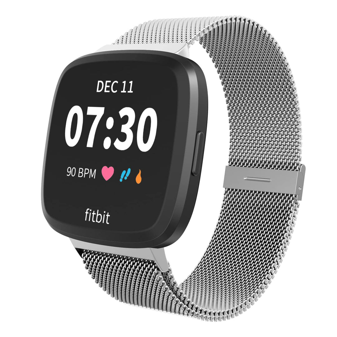 Magnetic Bands Compatible with Fitbit Versa/Versa 2/Versa Lite/SE, Women Men Metal Adjustable Replacement Wristband for Fitbit Versa Smart Watch Multi-Color (Silver, Small)