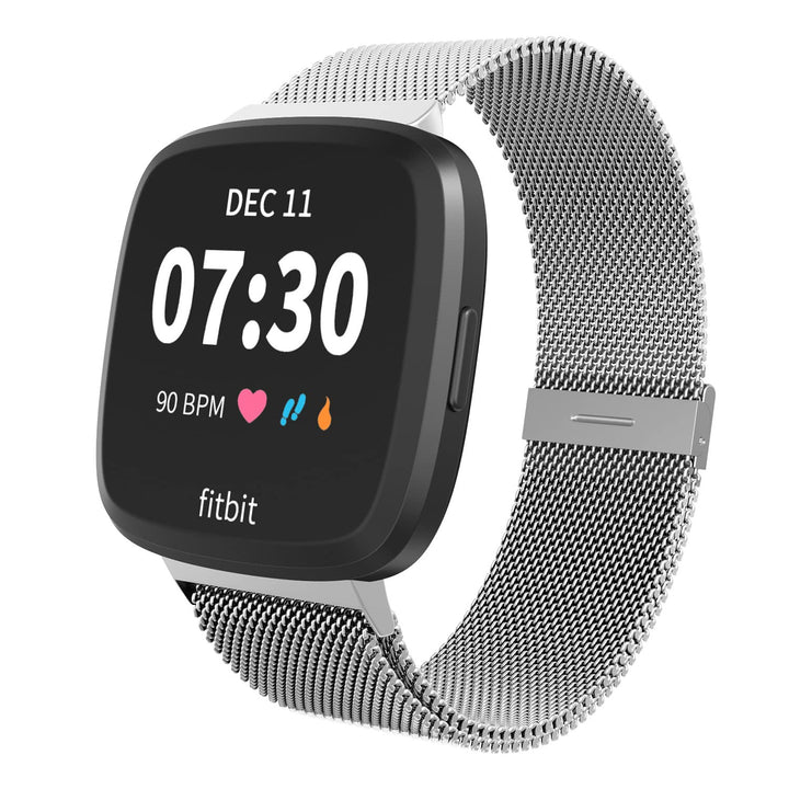 Magnetic Bands Compatible with Fitbit Versa/Versa 2/Versa Lite/SE, Women Men Metal Adjustable Replacement Wristband for Fitbit Versa Smart Watch Multi-Color (Silver, Small)
