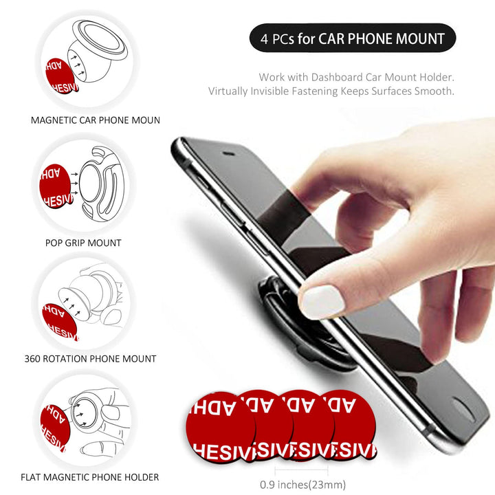 8 Pack Sticky Adhesive Compatible with Socket Base, Double-Sided Replacement Tape for Collapsible Grip &amp; Stand Back, 4pcs Sticker Pads for Car Magnetic Phone Holder
