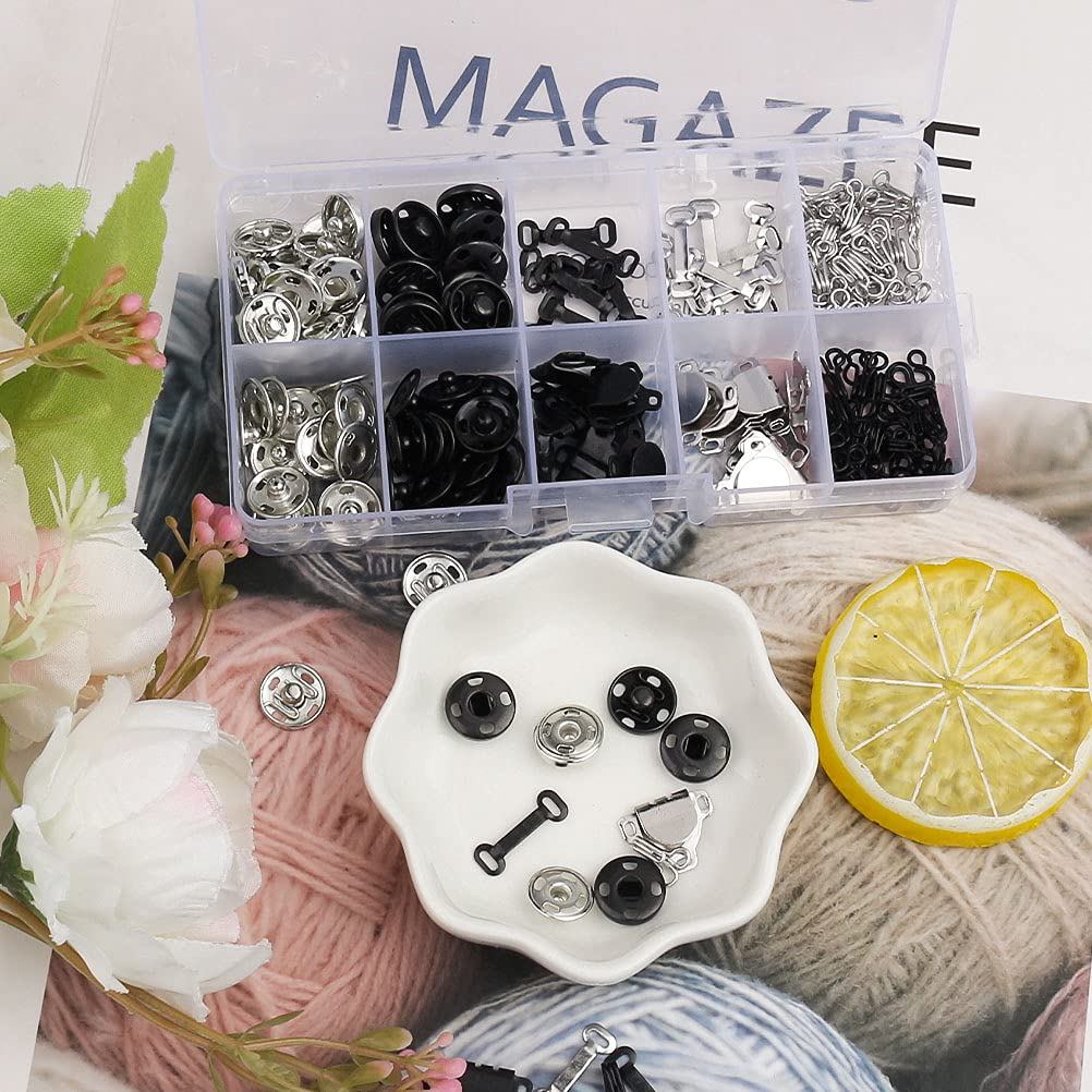 FASHIONTOAD 50 Pairs 3 Styles Skirt Hooks and Eyes Sewing Hook, Sewing Snaps Clothing Fixing Tools with Metal Snaps Buttons Fasteners Press Studs for Trousers Skirt Dress Sewing and Crafting
