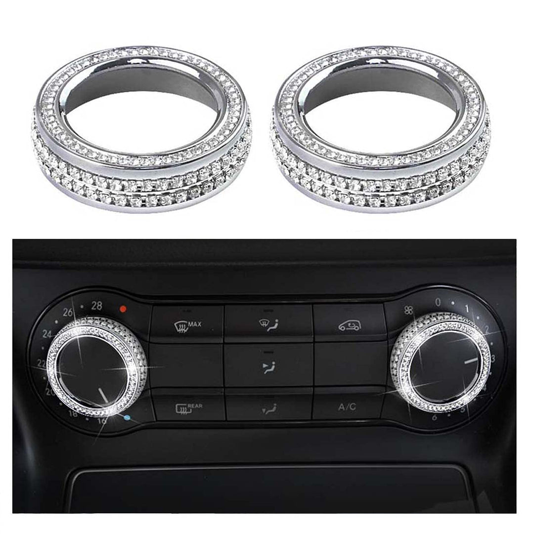 Pursuestar Bling Bling Crystal Air Conditioner Control Switch Knob Regulator Caps Diamond Cover Decals Decorations Trim for Mercedes-Benz A B Class CLA GLA GLE GLS GLK ML CLS