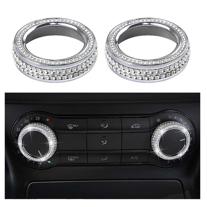 Pursuestar Bling Bling Crystal Air Conditioner Control Switch Knob Regulator Caps Diamond Cover Decals Decorations Trim for Mercedes-Benz A B Class CLA GLA GLE GLS GLK ML CLS