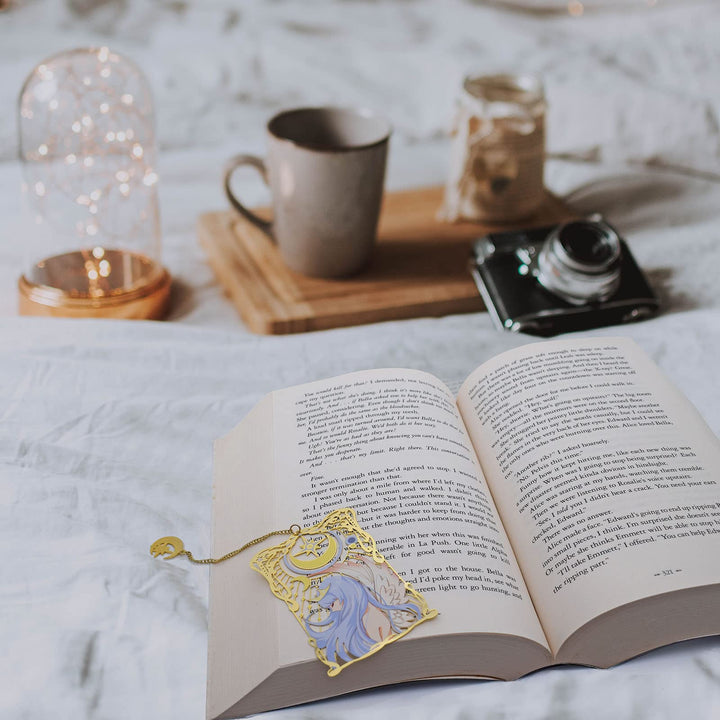 Cute Metal Tarot Elf Bookmarks for Women Girls Book Lovers Anime Bookmark Moon Gifts for Readers Best Friends -TE1
