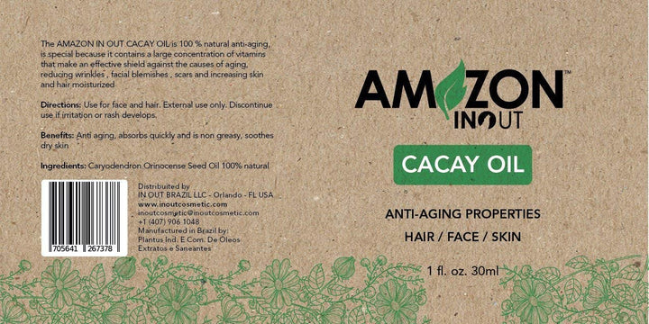 Cacay Oil Amazon IN OUT 30ml Organic Oil Rich in Vitamin A, E, F, Anti-Oxidants, Anti-Aging and Anti-Wrinkles.