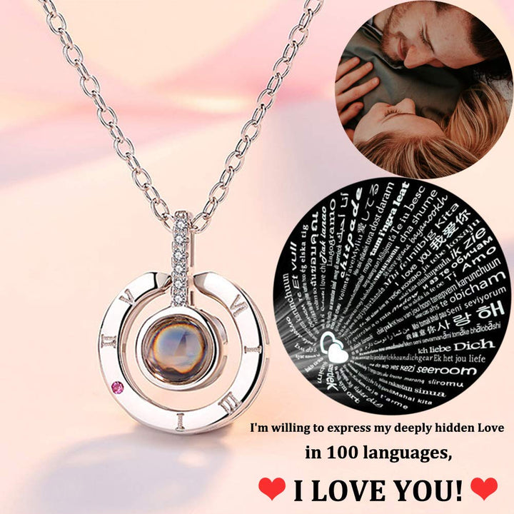 I Love You Necklace for friend Her Mom in 100 Languages Silver with Box Projection Memory Pendant Necklace in Different Ways to Say I Love U Birthday Gift for Women