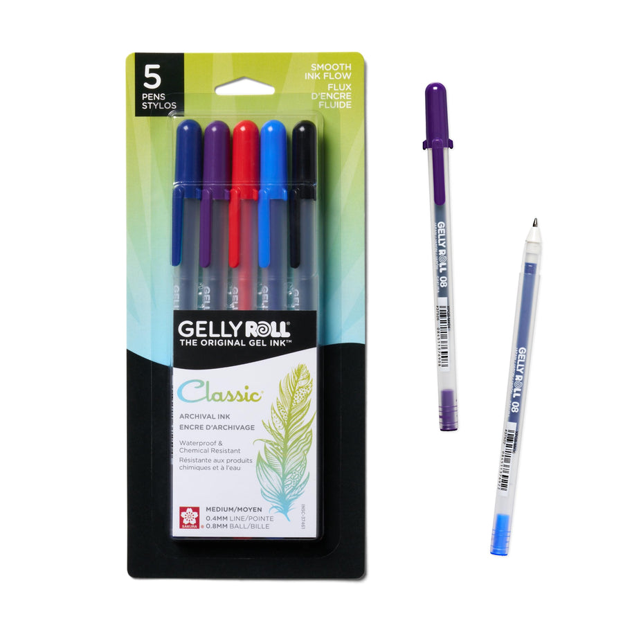 Gelly Roll Gel Pens - Medium Point Ink Pen for Journaling, Art, or Drawing - Assorted Colored Ink - 5 Pack