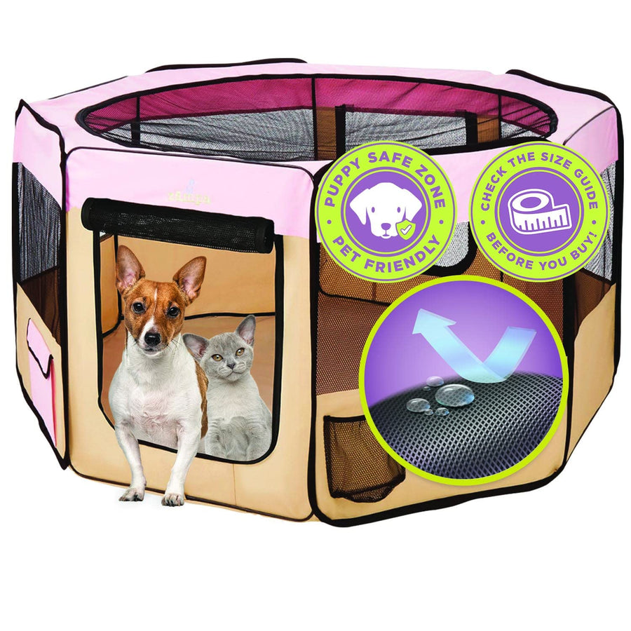 Dog Playpen Medium 45x45x24 Pop Up Portable Playpen for Dogs and Cat, Foldable | Indoor/Outdoor Pen & Travel Pet Carrier + Carrying Case.