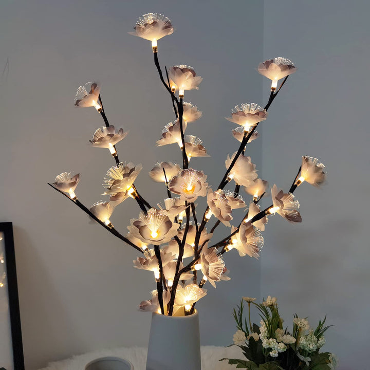 LED Flower Fairy Lights Lighted Twig Branch Vase Decorative Artificial Flower Battery Powered 30 inches Tall for Home Christmas Party Decor Outdoor Indoor (Purple)