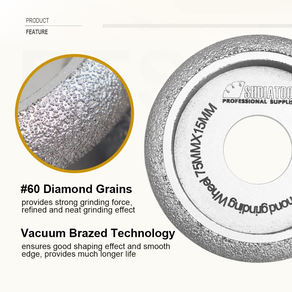 3 Inch Profile Hand Diamond Wheel Height 30mm Convex Curve Edge Grinding for Stone Marble Granite Rock
