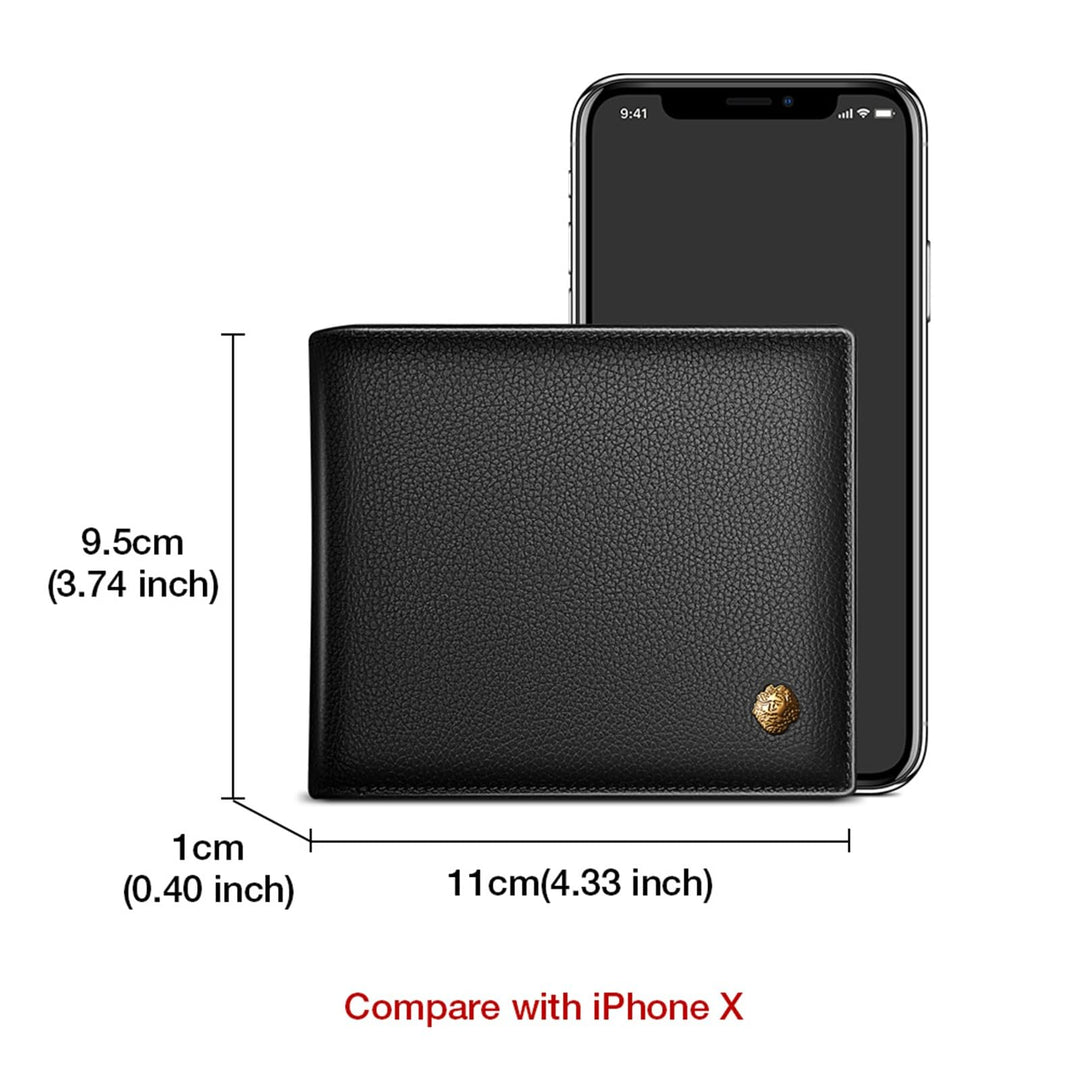 Men&#39;s Wallets, Genuine Leather Mens Bifold Wallets with Zipper Coin Pocket Casual Men Purse Slim Short Wallet Gift for Father day, Black, One_Size, Casual &amp; Business &amp; Leisure Wallet