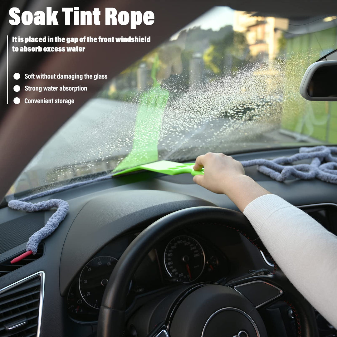 10 Feet Soft Water Absorbent Rope Tint Tools, Window Tint Film Install Water Drying Absorbed Rope, Automotive Windshield Rope Car Door Glass Cleaning Tool Prevent Liquid Spreading Barrier Rope Tool
