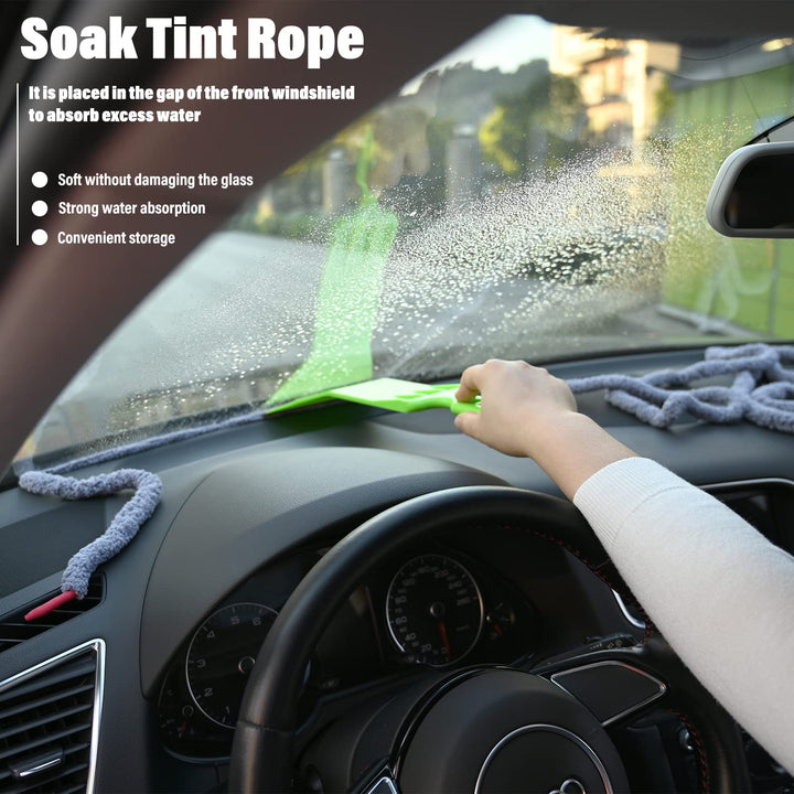 10 Feet Soft Water Absorbent Rope Tint Tools, Window Tint Film Install Water Drying Absorbed Rope, Automotive Windshield Rope Car Door Glass Cleaning Tool Prevent Liquid Spreading Barrier Rope Tool