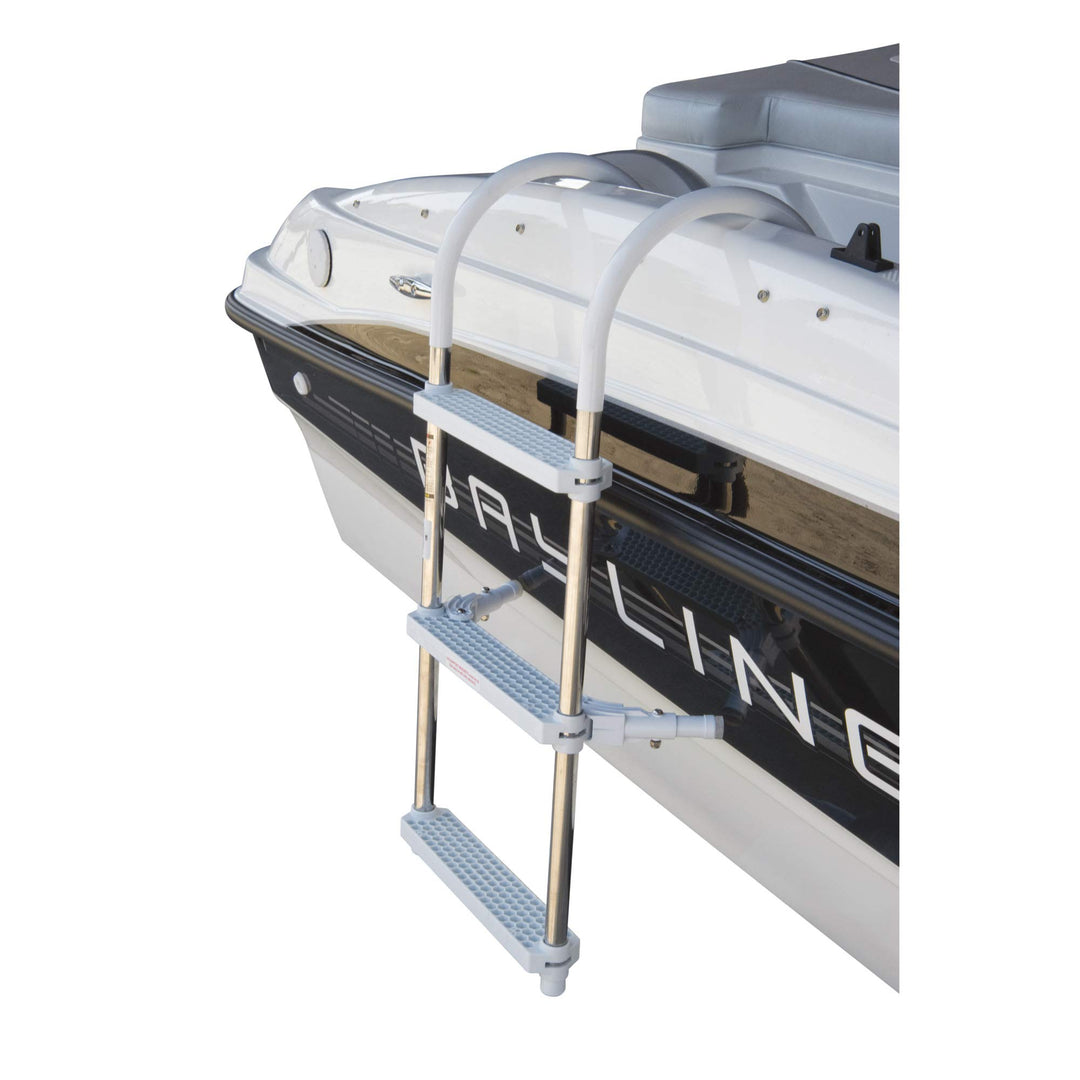 DotLine Boat Aluminum 3 Step Ladder 11 Hooks Center to Center for Gunwales 10 or Less